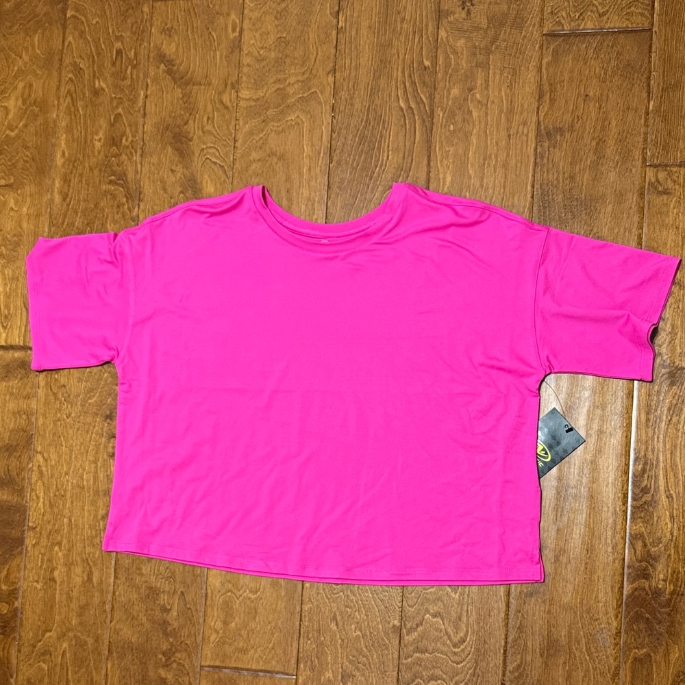 NWT Size Large (10-12) plus Athletic Works Pink flowy Crewneck Short Sleeve Top